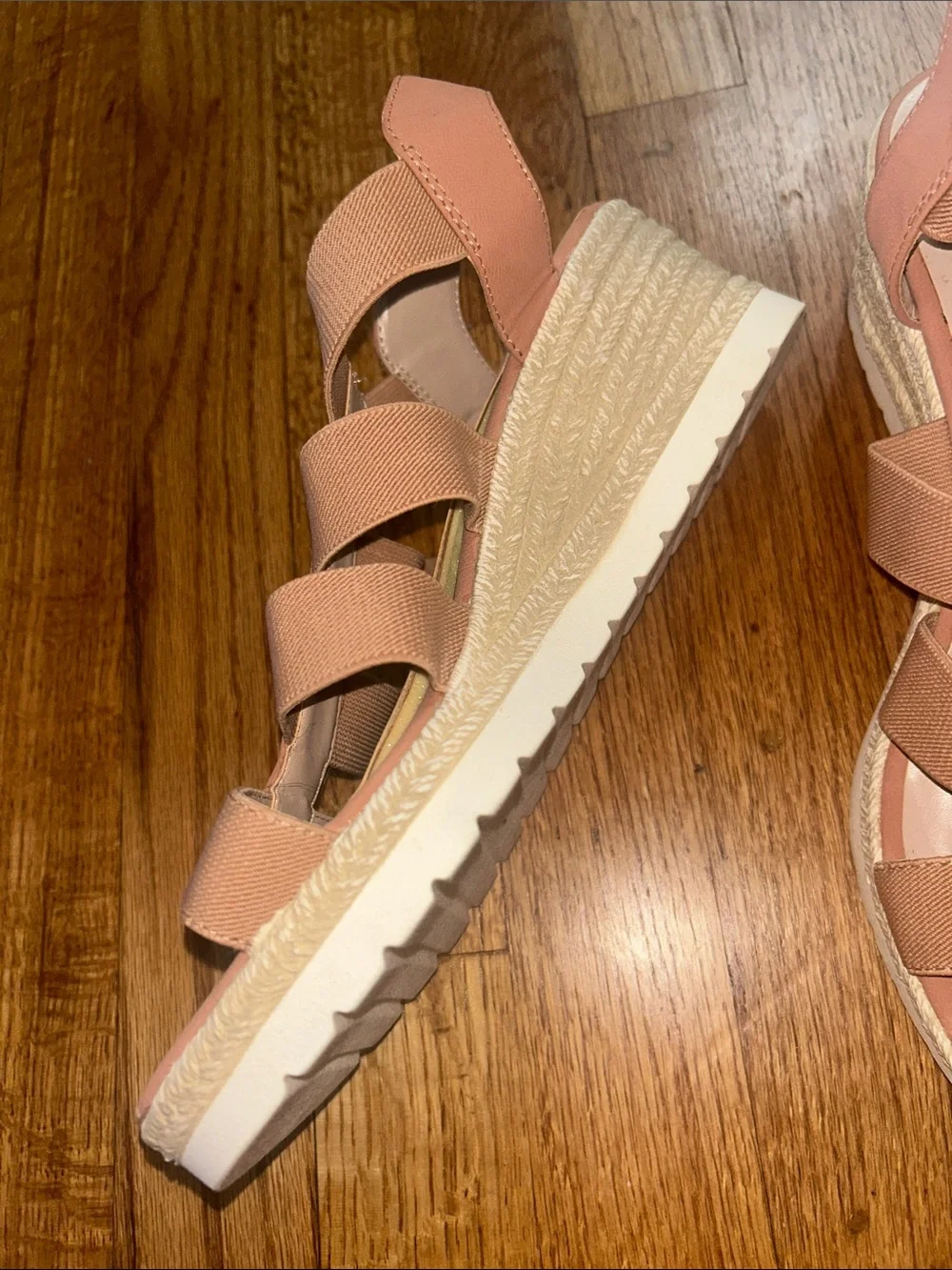 Steven Natural Comfort Women's Elastic Strap Wedge Sandals - Nude Pink NEW 10M